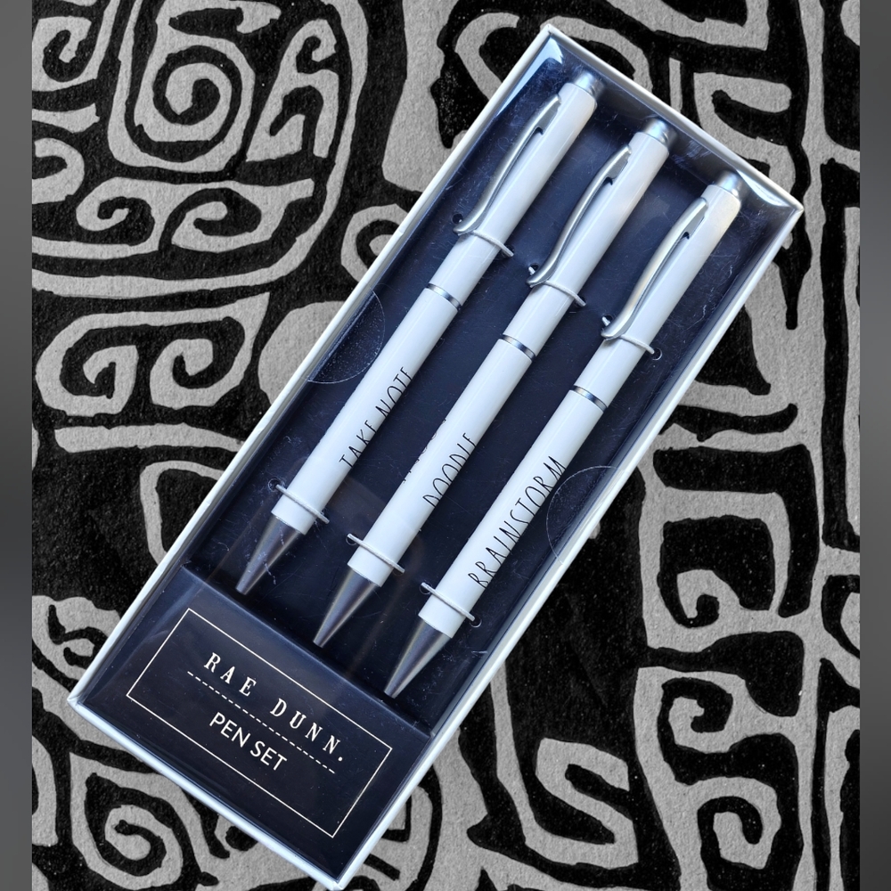 Rae Dunn New White Ballpoint Pen Set TAKE NOTE, DOODLE, BRAINSTORM